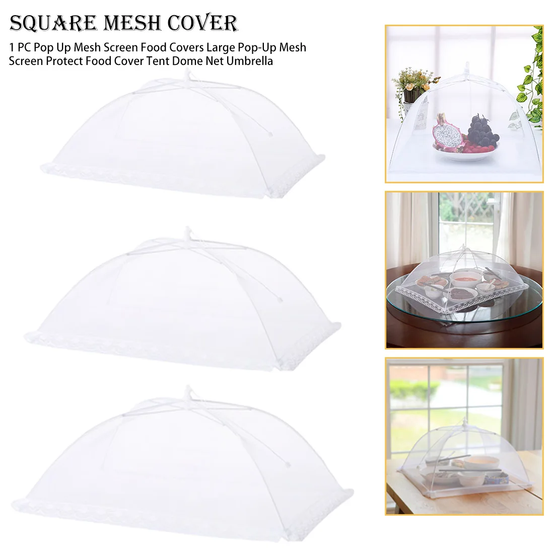 

Food Cover Tent Dome Net Umbrella Picnic Collapsible Food Covers 1pcs Large Mesh Screen Protect