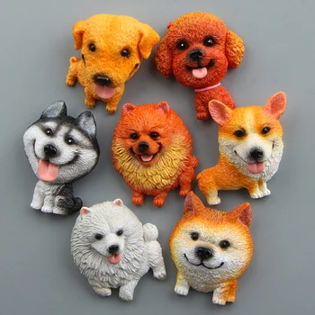 

ZOCDOU 1 Piece Dog Model Husky Shiba Corgi Shepherd Poodle Pug Red Hot Dog Fridge Refrigerator Magnet 3D Ice Box Paster Icebox