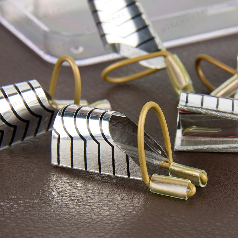 5 комплектов многоразовый двойной серебряный гвоздь для ногтей делая кривая C акриловое волокно для французского маникюра H1E1