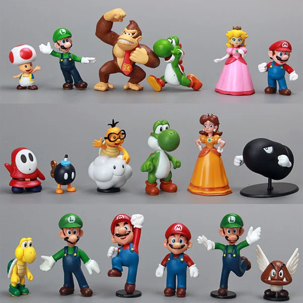 2015 18pcs/set 1.4"-2.5" PVC Super Mario Action Figures 