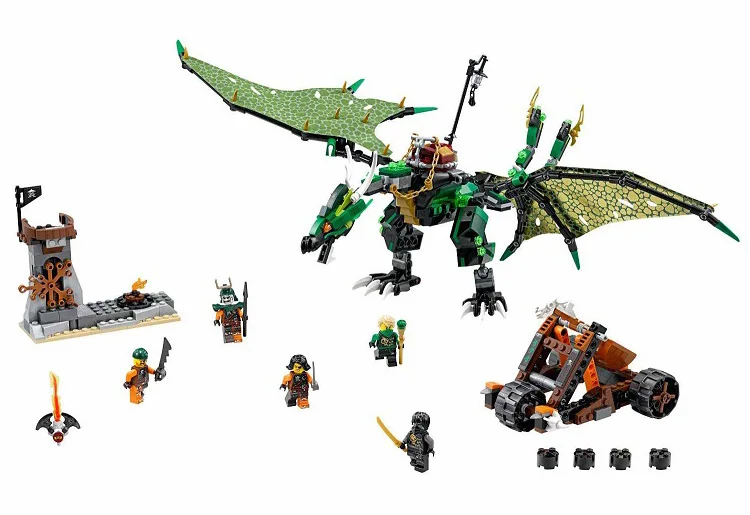 LOZ-618-pcs-Ninja-Legoings-Ninjagoed-Flying-Dragon-Vert-Blocs-de-Construction-Briques-Jouets-Mod-le