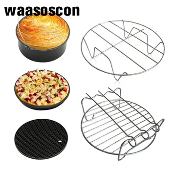 

5Pcs/Set Home Air Frying Pan Accessories Fryer Baking Basket Pizza Plate Grill Pot Mat Multi-functional Kitchen Accessory