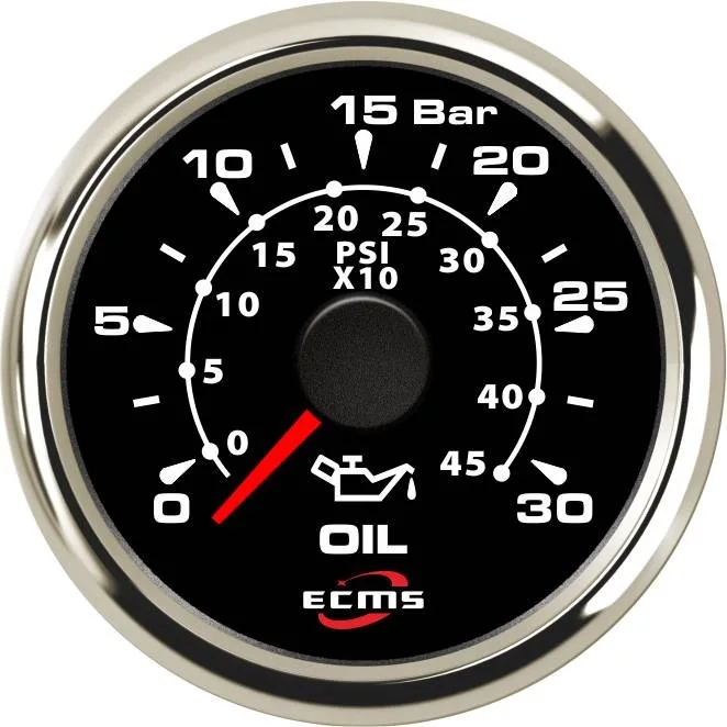 New Design Marine Boat Pressure Gauge 0-30 Bar 9-32V 0.5-4.5V 52mm 2 Inch 316L Chrome Bezel Black Dial 802-00039