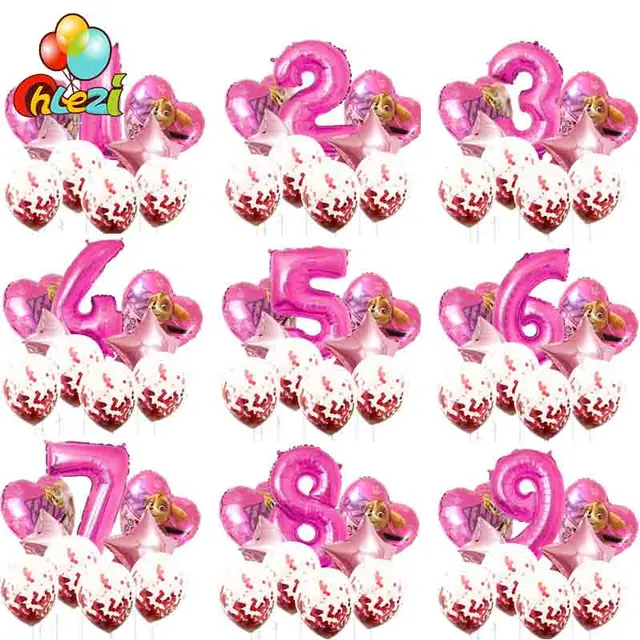 PAW Patrol birthday party Foil helium balloon number 1 2 3 years old globos Confetti balloon Cartoon figure balloon baby shower