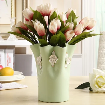 

Modern European Art Pinching flowers vase figurine ceramic vase home decor crafts room decoration Entrance flowers Arrangement