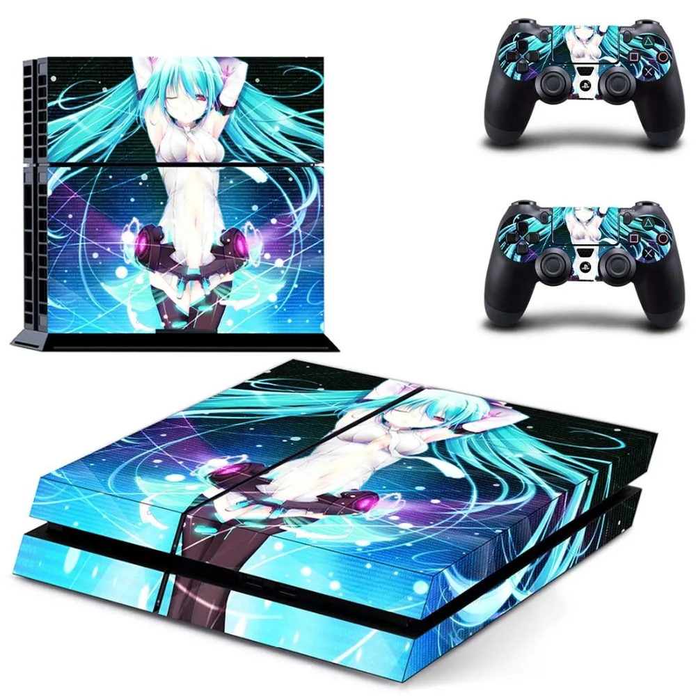 Хацунэ Play Station наклейка для ps4 наклейки для sony наклейка для ps4 наклейки консоли и 2 контроллера Скины ps4 винил pegatinas переключатель кожи