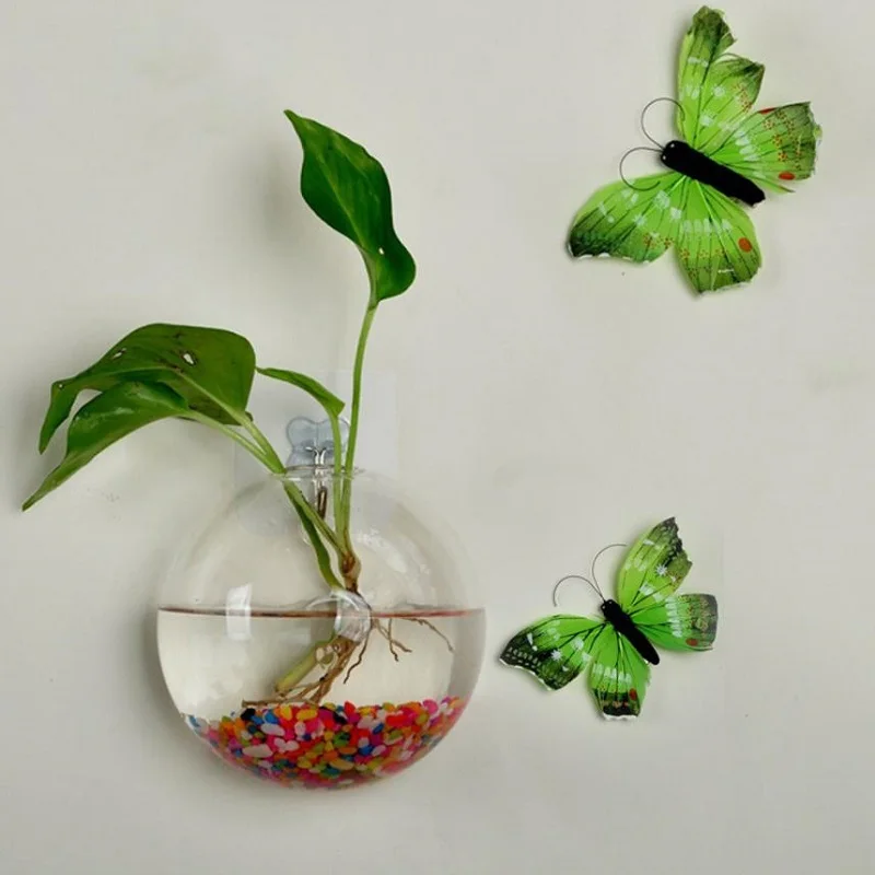 Прозрачный растительный настенный подвесной круглый цветочный горшок для аквариума акриловая ваза для аквариума украшение дома 10x10 см