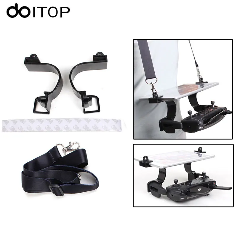 

DOITOP For DJI Mavic Pro / Spark 7.9/9.7 Inch Remote Controller Double Hanging Buckle Holder Pad Tablet Bracket Clamp With Strap