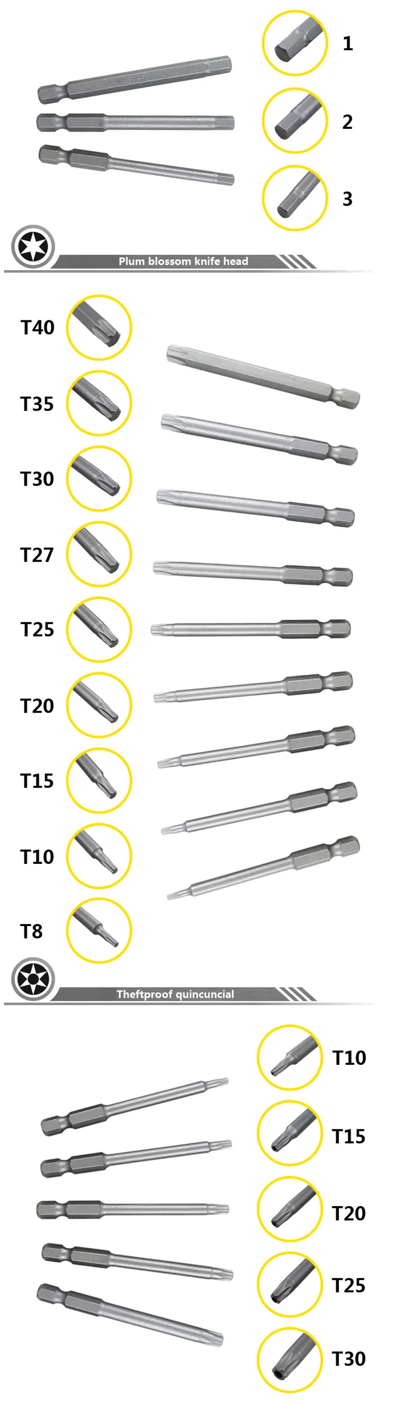 KALAIDUN Hand Tool Set 50 in1 Multi-purpose Screwdriver Bit U-shaped cross word plum connector set 13 Kinds Of Shape Drill Bits13