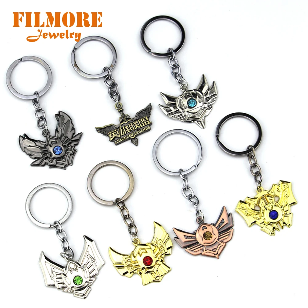 

7 Types Game League of League Keychain LOL Badge Logo Car Metal Key Holder Ring Chain Accessory Jewelry Men Gift Porte Chaveiro