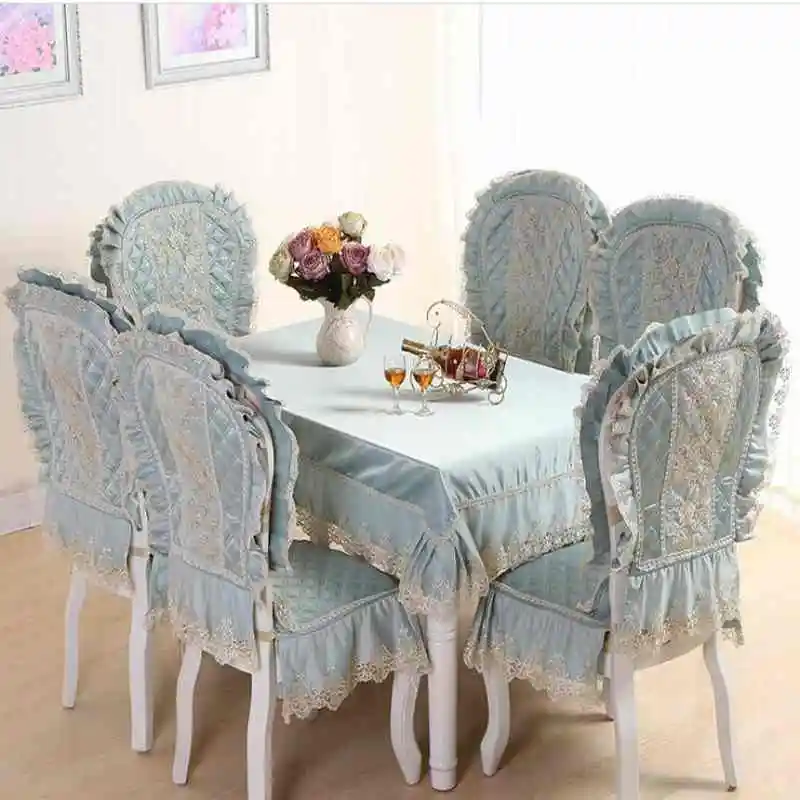 

Europe Elegant Hollowed Lace Home Kitchen Party Tablecloth Set Suit Table-cloth Rectangular Table Cloth Chair Cover