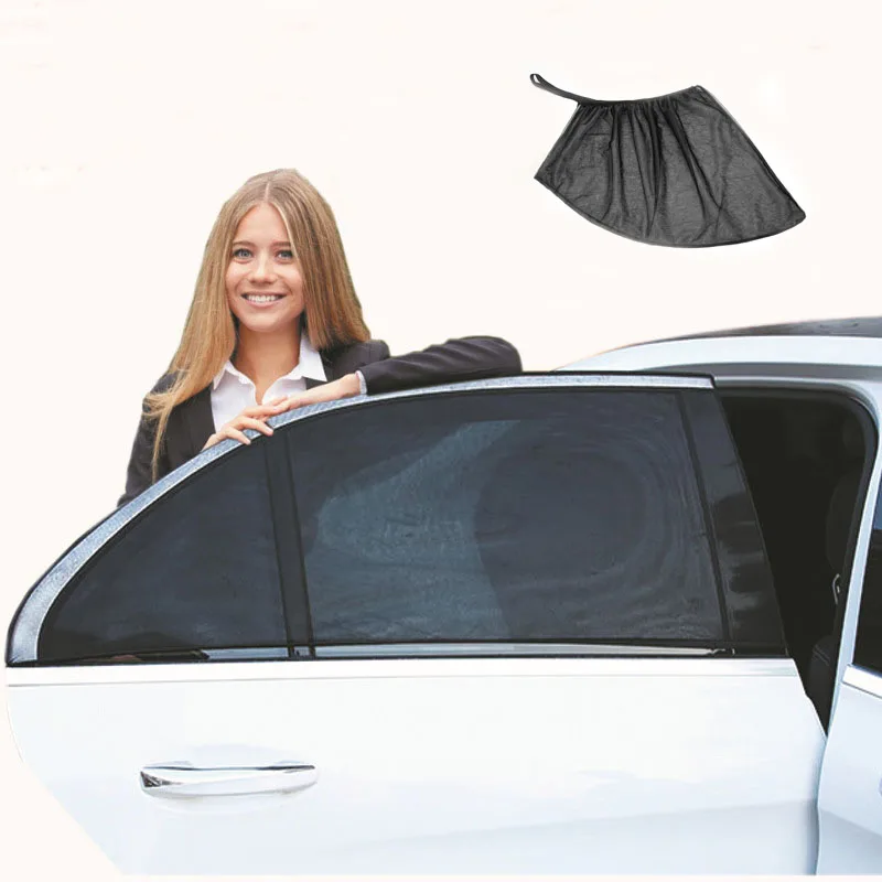 

2Pcs Car Sun Visor Rear Side Window Sun Shade Mesh Fabric Sun Visor Shade Cover Shield UV Protector Black Auto Sunshade Curtain
