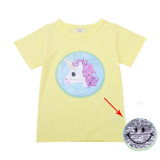 Горячая От 2 до 8 лет модная футболка с блестками и Минни Маус для девочек Футболка с единорогом розового и белого цветов - Цвет: 8