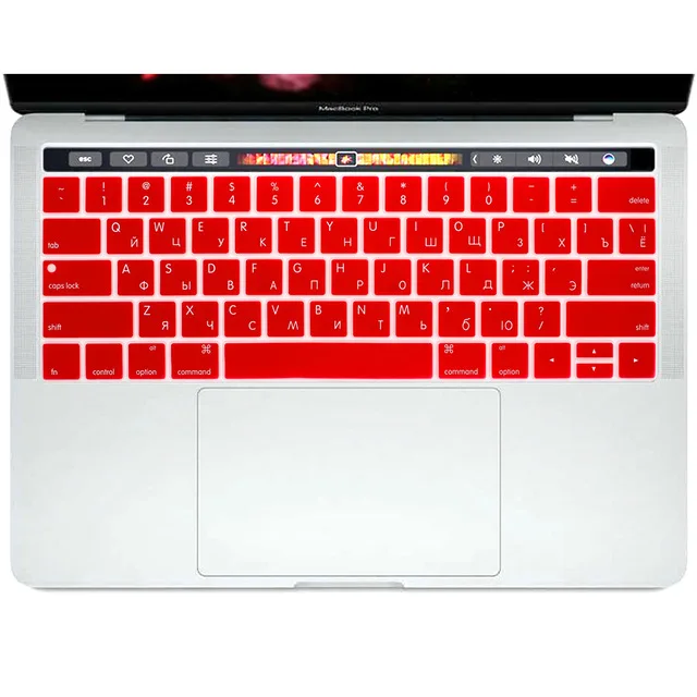Для MacBook Pro 1" A1706 Pro 15" A1707 с Touch Bar выпуска US введите Русский язык силиконовый чехол кожи - Цвет: Red