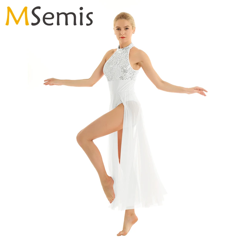 Adult Women Ballet Gymnastic Dance Bodysuit Thong Leotard Lyrical Dress Costume