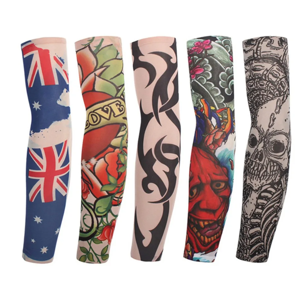 Нарукавники нейлон поддельные татуировки рукав чулок для руки Tatoo теплее Новое