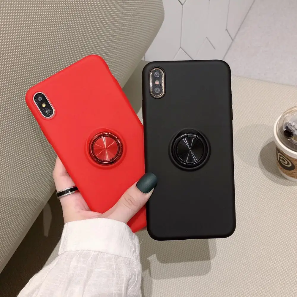 

Metal Finger Ring Holder Soft Liquid Silicone Case for Samsung Note9 S9 S9P S10 S10 Plus S10E Heart Pink Card Holder Phone