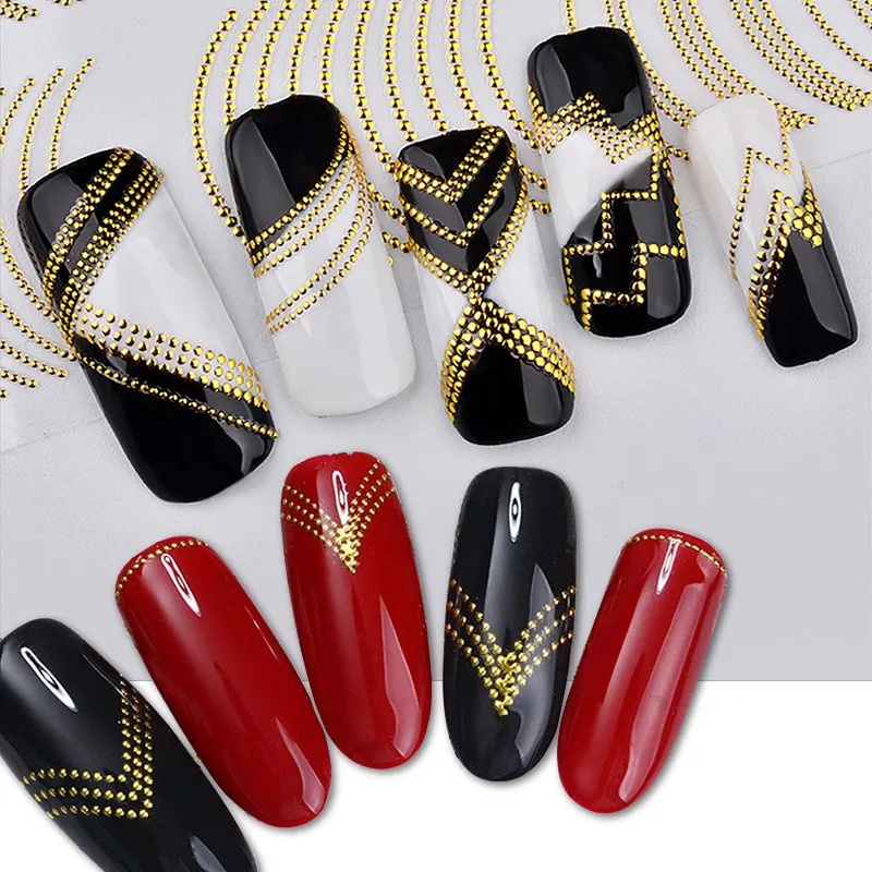3D Nail Sticker Gold Silver Metal Strip Tape Multi-size Adhesive Gel polish Decoration DIY Nail Stickers Nail Art 3D nail foil
