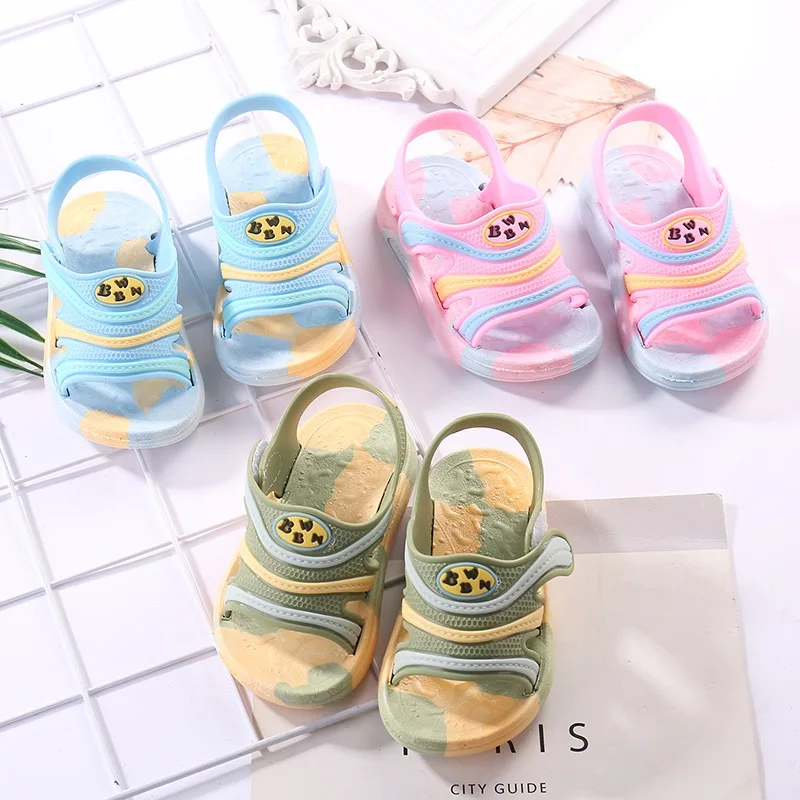 Scsech Childrens Cool Slippers Cartoon Stitching Boys Girls Cave Shoes Summer Beach Wear Resistant Anti Slip Croc Shoes SM06