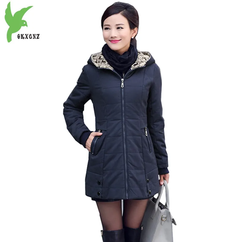 

Middle aged Women Jacket Coat Cotton Parkas Boutique Hooded Jacket Thick Warm Mother Costume Plus size Slim Outerwear OKXGNZ1124