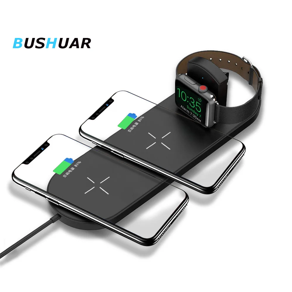 

3 in 1 Qi Wireless Charger for iPhone 8 X XS Max XR For Apple Watch 4 3 2 1 Airpods 10W Fast Charging Pad For Samsung S10 S9