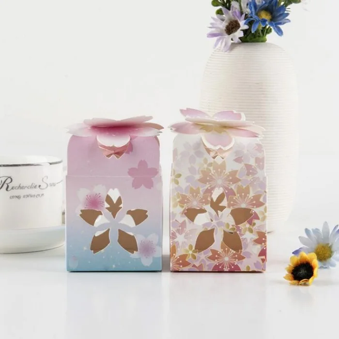 

festival supplies candy box bag chocolate paper gift package for Birthday Wedding Party favor craft DIY favor pink flower Wh
