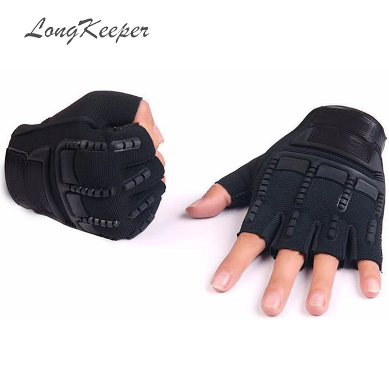 

5-13 Years Old Kids Autumn Winter Tactical Gloves Children Half Fingers Mittens Boys Girls Anti-slip Camo Black Sport Guantes