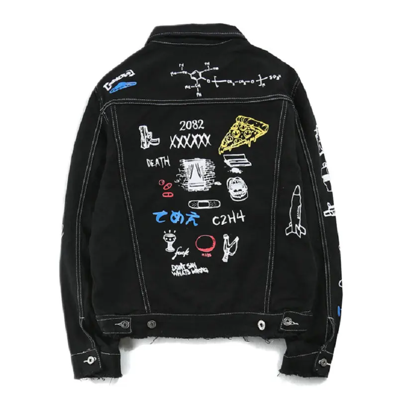 Zogaa, хип-хоп Модная Джинсовая куртка с принтом, мужская хлопковая Повседневная Уличная одежда, осенняя новая джинсовая куртка, пальто с граффити для мужчин