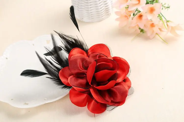 i-Remiel High-end Feather Corsage Handmade Fabric Flower Brooch Pin for  Women Lapel Collar Pin Wedding Clothing & Accessories - AliExpress
