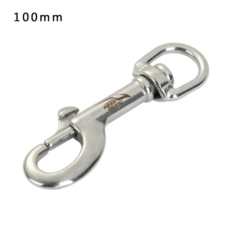 316 Stainless Steel Bolt Snap head Clip Diving singel 75/90/100mm BCD Accessories Tools double head 90/100/115mm - Color: Single hook