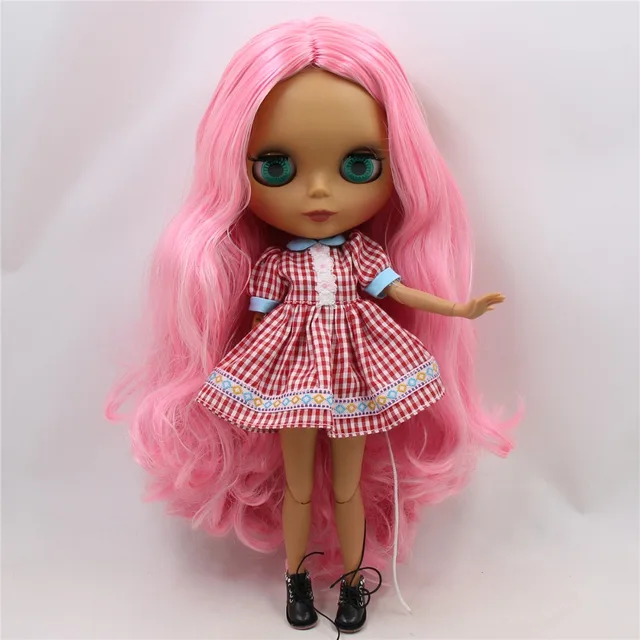 Tbl Neo Blythe Doll Pink White Hair Jointed Body Tan Skin