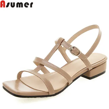 

ASUMER large size 34-46 summer sandals for women buckle square heels ladies shoes casual low heels gladiator sandals women 2020