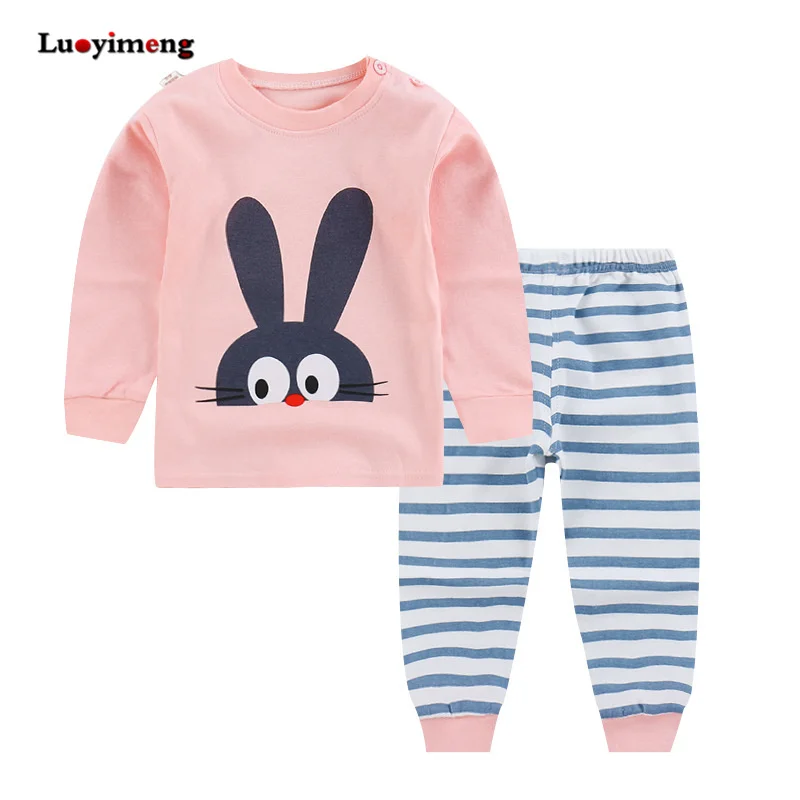 Пижамный костюм для маленьких мальчиков; одежда для сна для девочек; комплекты для сна; Детские футболки и штаны; детская пижама; топы из хлопка; брюки; домашняя пижама - Цвет: XHM-16