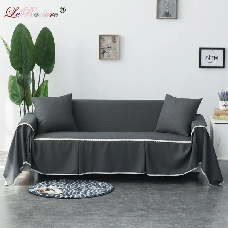 LeRadore 2018New Solid Sofa Covers Modern European Style Linen Fabric Seat Couch Cover Table
