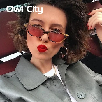 

Owl City Vintage Rectangle Sunglasses Women Retro Cateye Luxury Brand Designer Men Sunglass Cat Eye Ladies Sun Glasses