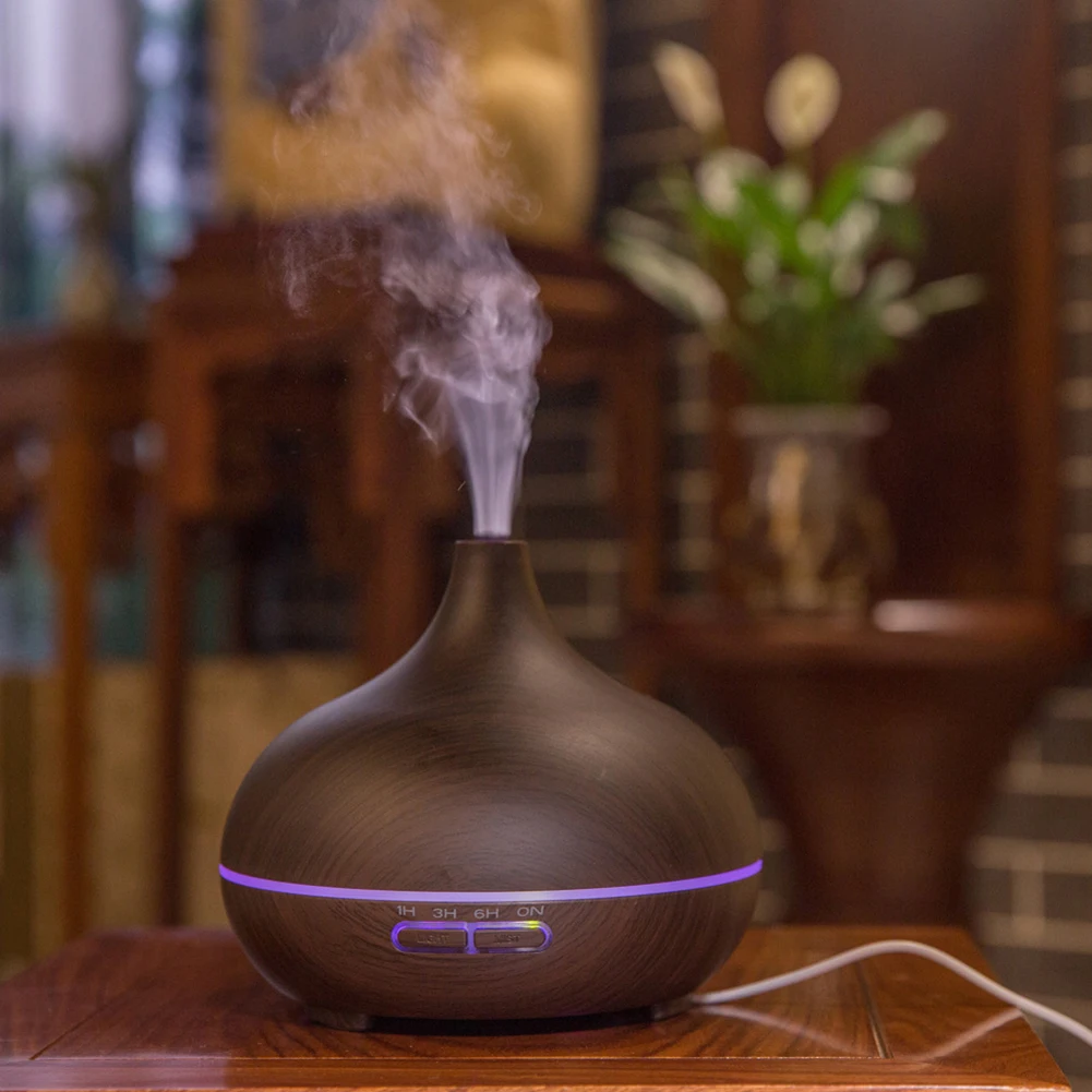 

300ml Aroma Air Humidifier Wood Grain With LED Lights Essential Oil Diffuser Aromatherapy Electric Mist Maker For Home