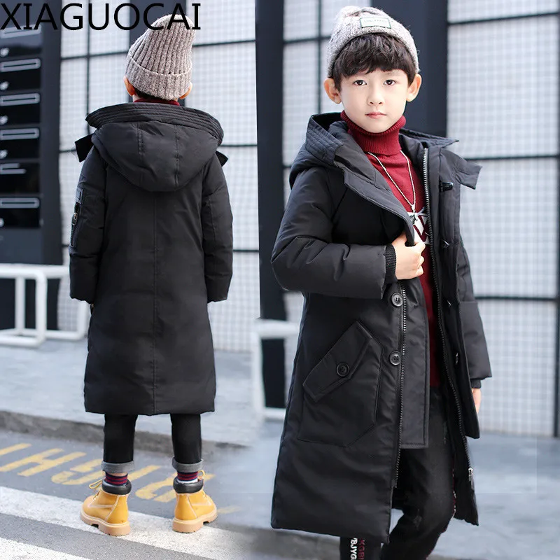 

2017 New Arrivals Boys Parkas Hooded Coat Long Outerwear children's Winter jackets Warm Down cotton Thickening Clothes B29 10