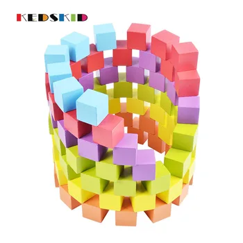 

100pcs Mix Colored Wood Geometric Blocks Beads Cube Wooden Bead 2.5cm Square Educational Toys for Kids Free Shipping