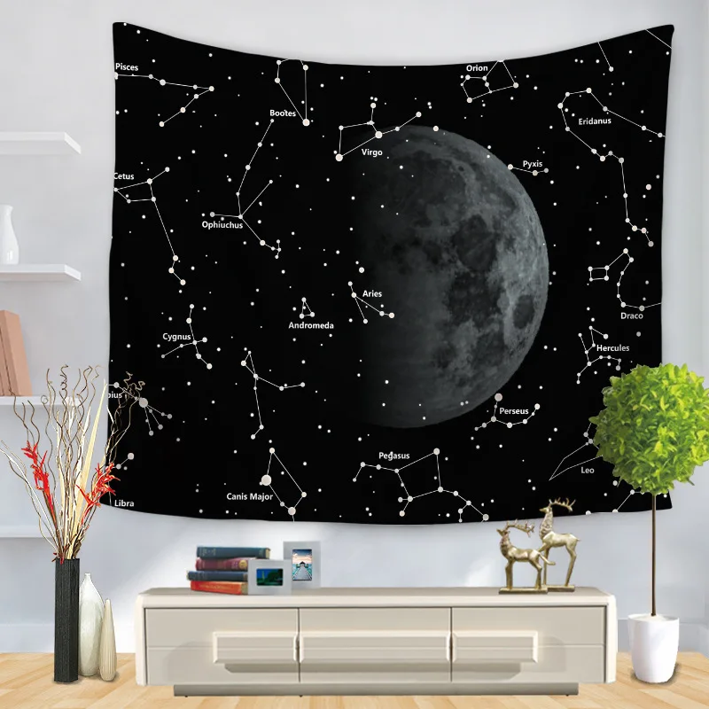 

Hot Black Star Design Wall Tapestry Floor Carpet Home Wall Art Hanging Tapestry Soft 3 Sizes Livingroom Decoration Tapestry 1pcs