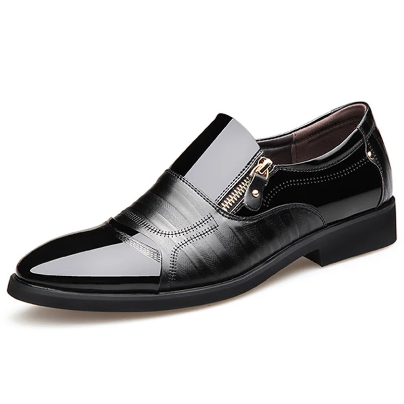 

Business Fashion Men Shoes Soft Breathable Mens Dress Shoes Luxury Brand Zipper Male Formal Shoes Wedding Shoes Comfort Oxfords
