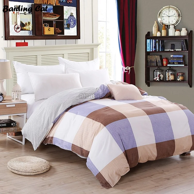 

Home Textile Coffee Plaid Duvet Cover Close Skin Cotton Quilt Cover with Zipper Twin Full Queen King Comforter Cover Bedspreads