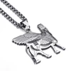 Assyrian lamassu A edu Human-headed winged bull Mens Womens Stainless Steel Pendant Necklace Chain Elfasio Jewelry 2