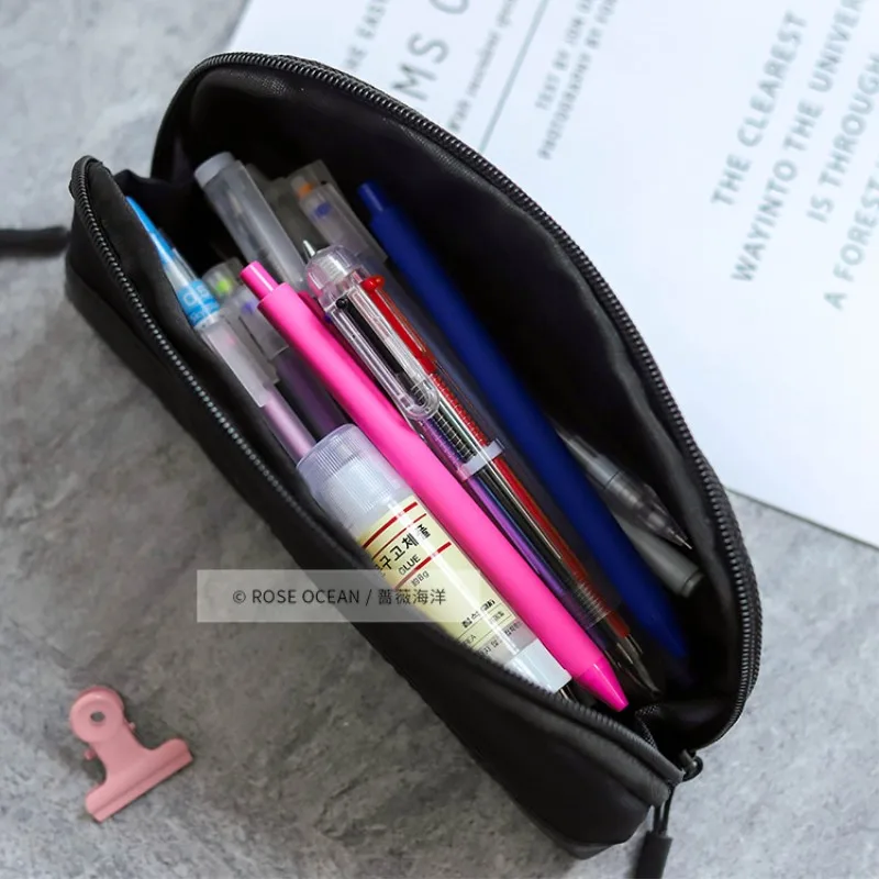 Чехол для карандашей, большая емкость, сумка для ручек, чехол для макияжа, прочный, для студентов, канцелярские принадлежности с двойной молнией, Доступно 3 цвета