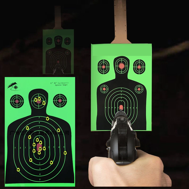 25-pcs-target-shooting-12-x-18-silhouette-splatter-reactiveb-target-paper-target-verde-fluorescente-per-tiro-con-l'arco-o-pistola