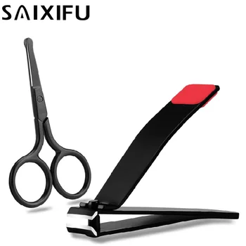 

2pcs/Set Stainless Steel Nail Clippers Nose hair scissor Nail Cutter Manicure Finger Scissors Professional Beauty Tool Kit BT41