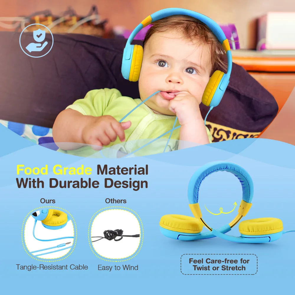 2 Pack Mpow BH181 Wired Headphones Kids Headset Gift For Kids Boys Girls Max 85db Soft Ear pads For iPhone iPod MP3 MP4 laptop