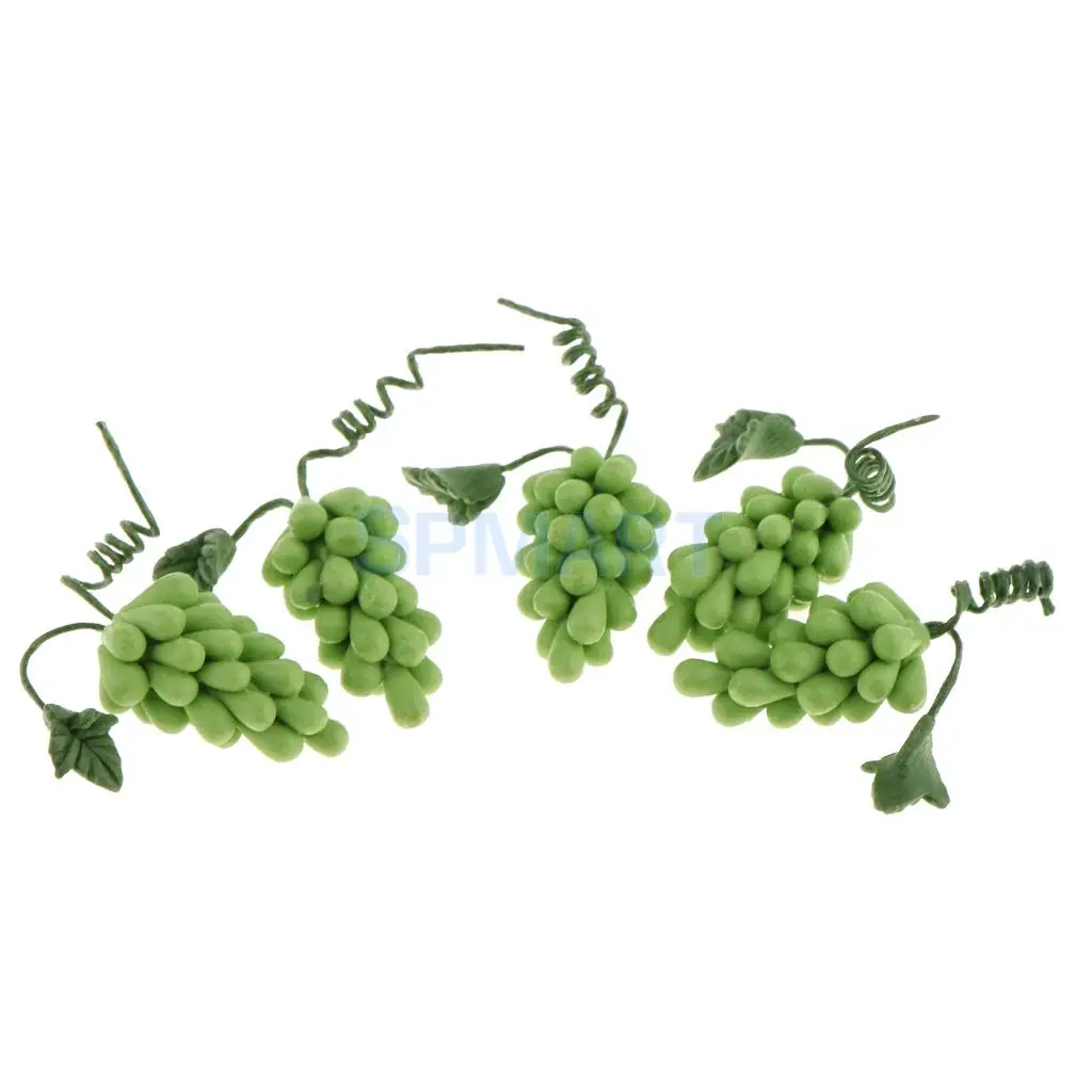 MagiDeal 5Pcs/Lot 1/12 Scale Dollhouse Miniature Watermelon Grape Vegetable Fruit Food for Dolls House Kitchen Garden Decor