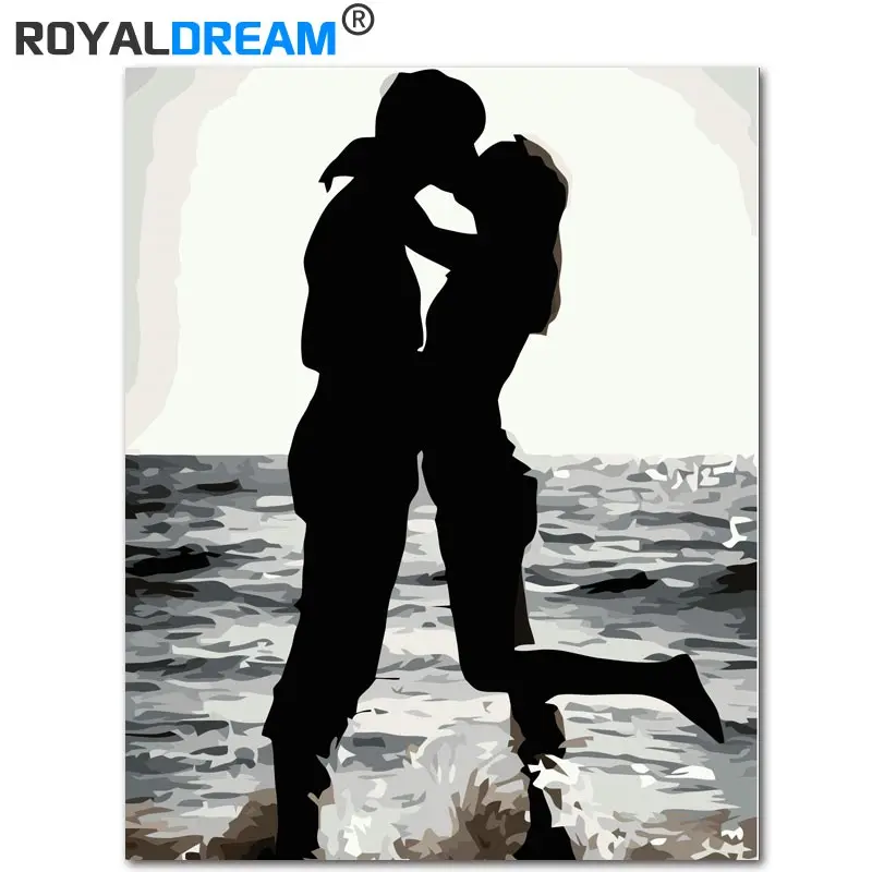 ROYALDREAM океан любовь DIY живопись по номерам полотно ручной работы ...