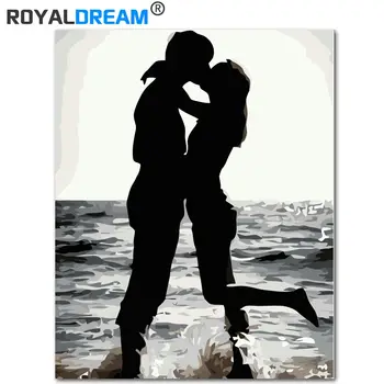 

ROYALDREAM Ocean Love DIY Painting By Numbers Handpainted Canvas Painting Home Wall Art Picture For Living Room Unique Gift