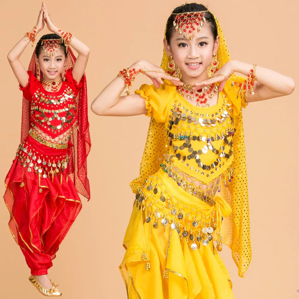 New Girls Belly Dance Bollywood Costumes For Kids Top Indian Clothing Children India Belly Dance